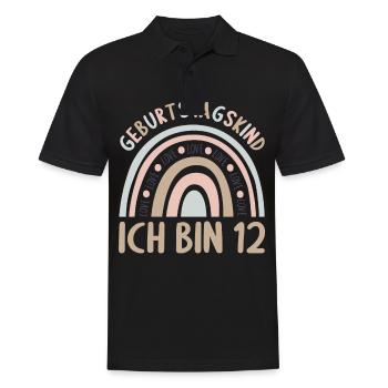 12 Jahre alt Rainbow Regenbogen 12. Geburtstag - Männer Poloshirt - Schwarz - Vorne - Kai (181cm)