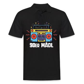 90er Jahre Mädl Mädchen Frauen - Männer Poloshirt - Schwarz - Vorne - Kai (181cm)