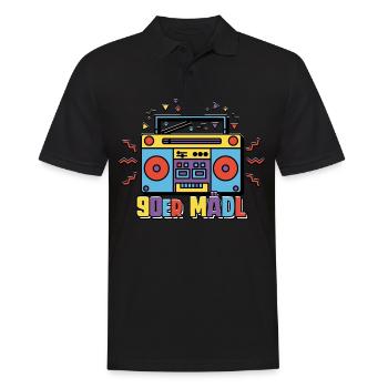 90er Jahre Mädl Mädchen Frauen - Männer Poloshirt - Schwarz - Vorne - Kai (181cm)