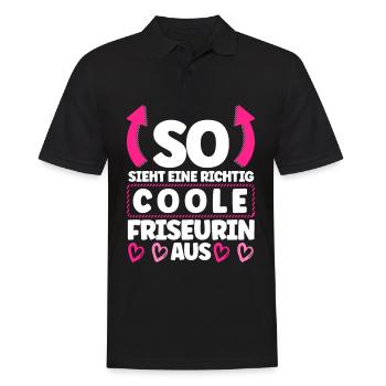 Friseurin - Männer Poloshirt - Schwarz - Vorne - Kai (181cm)