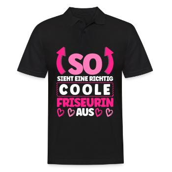 Friseurin - Männer Poloshirt - Schwarz - Vorne - Kai (181cm)