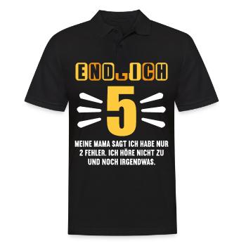 Endlich 5 Mama sagt hab nur 2 Fehler 5. Geburtstag - Männer Poloshirt - Schwarz - Vorne - Kai (181cm)