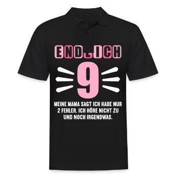 Endlich 9 Mama sagt hab nur 2 Fehler 9. Geburtstag - Männer Poloshirt - Schwarz - Vorne - Kai (181cm)