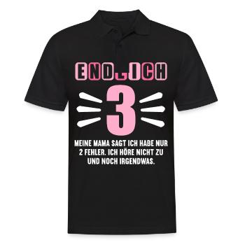 Endlich 3 Mama sagt hab nur 2 Fehler 3. Geburtstag - Männer Poloshirt - Schwarz - Vorne - Kai (181cm)