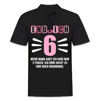 Endlich 6 Mama sagt hab nur 2 Fehler 6. Geburtstag - Männer Poloshirt - Schwarz - Vorne - Kai (181cm)