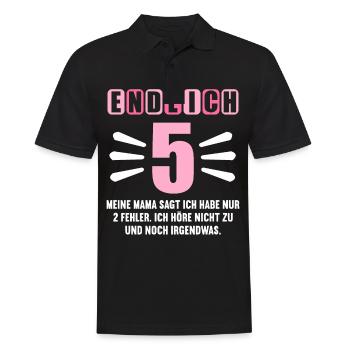 Endlich 5 Mama sagt hab nur 2 Fehler 5. Geburtstag - Männer Poloshirt - Schwarz - Vorne - Kai (181cm)