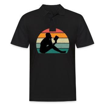 Leser Leserin Buch Bücher Bücherwurm Buch Lesen - Männer Poloshirt - Schwarz - Vorne - Kai (181cm)