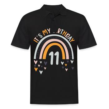 11 Jahre alt Rainbow Regenbogen 11. Geburtstag - Männer Poloshirt - Schwarz - Vorne - Kai (181cm)