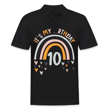10 years old Rainbow Rainbow 10th birthday - Men's Polo Shirt - black - Front - Kai (181cm)