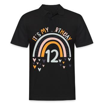 12 years old Rainbow Rainbow 12th birthday - Men's Polo Shirt - black - Front - Kai (181cm)