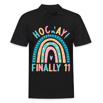 11 Jahre alt Rainbow Regenbogen 11. Geburtstag - Männer Poloshirt - Schwarz - Vorne - Kai (181cm)