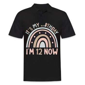 12 years old Rainbow Rainbow 12th birthday - Men's Polo Shirt - black - Front - Kai (181cm)
