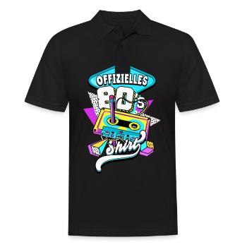 80er Jahre Offizielles 80s - Männer Poloshirt - Schwarz - Vorne - Kai (181cm)