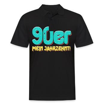 90er Jahre - Männer Poloshirt - Schwarz - Vorne - Kai (181cm)