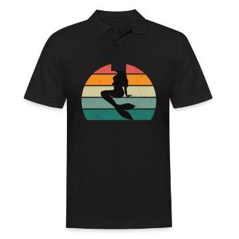 Meerjungfraumann Schwanzflosse Sirene Meerjungfrau - Männer Poloshirt - Schwarz - Vorne - Kai (181cm)