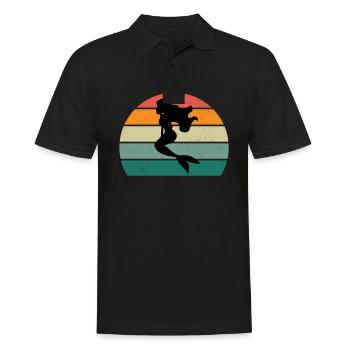 Meerjungfraumann Schwanzflosse Sirene Meerjungfrau - Männer Poloshirt - Schwarz - Vorne - Kai (181cm)