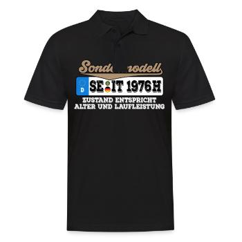 1976 Kennzeichen Geburtstag - Männer Poloshirt - Schwarz - Vorne - Kai (181cm)