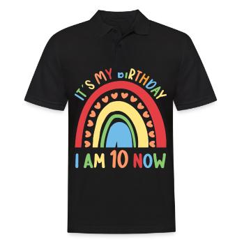 10 years old Rainbow Rainbow 10th birthday - Men's Polo Shirt - black - Front - Kai (181cm)