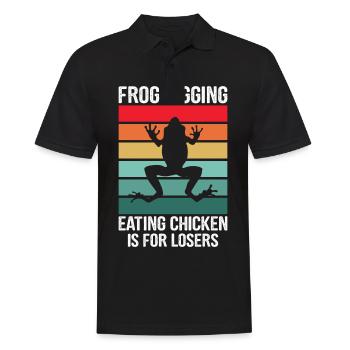 Frosch Jagd den Hähnchen essen ist für Verlierer - Männer Poloshirt - Schwarz - Vorne - Kai (181cm)