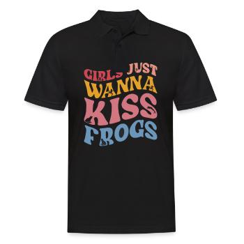 Mädchen wollen nur Frösche küssen für Prinzessinen - Männer Poloshirt - Schwarz - Vorne - Kai (181cm)