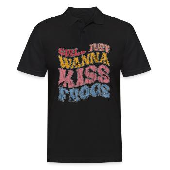 Mädchen wollen nur Frösche küssen für Prinzessinen - Männer Poloshirt - Schwarz - Vorne - Kai (181cm)