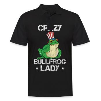 Verrückte Ochsenfrosch Lady fängt und isst Frösche - Männer Poloshirt - Schwarz - Vorne - Kai (181cm)