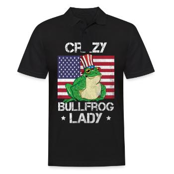 Verrückte Amerika Ochsenfrosch Lady fängt und isst - Männer Poloshirt - Schwarz - Vorne - Kai (181cm)