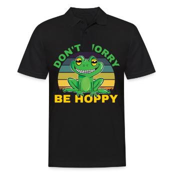 Don't Worry Be Hoppy für den fröhlichen Frosch - Männer Poloshirt - Schwarz - Vorne - Kai (181cm)