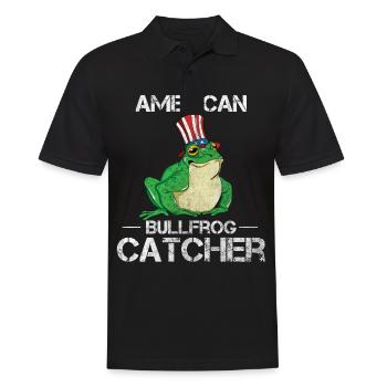 Amerikanischer Ochsenfrosch Fänger fängt und isst - Männer Poloshirt - Schwarz - Vorne - Kai (181cm)
