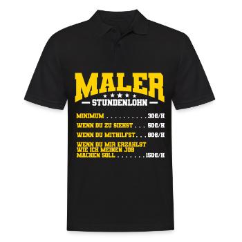 Maler Stundenlohn - Männer Poloshirt - Schwarz - Vorne - Kai (181cm)