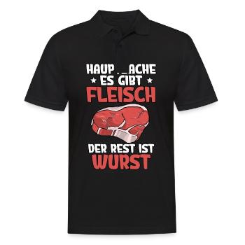 Fleischer Metzger - Männer Poloshirt - Schwarz - Vorne - Kai (181cm)