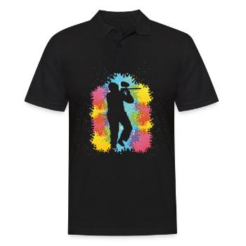 Colorful Paintballer Airsoft Player Paintball - Men's Polo Shirt - black - Front - Kai (181cm)