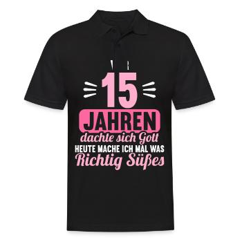 Vor 15 Jahren dachte Gott mach Gutes 15 Geburtstag - Männer Poloshirt - Schwarz - Vorne - Kai (181cm)