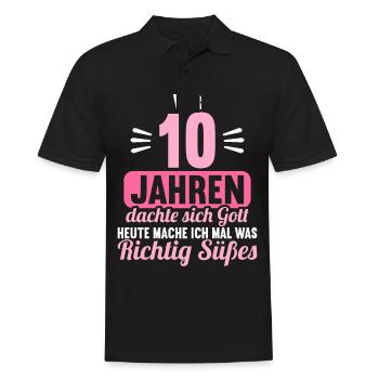 Vor 10 Jahren dachte Gott mach Gutes 10 Geburtstag - Männer Poloshirt - Schwarz - Vorne - Kai (181cm)
