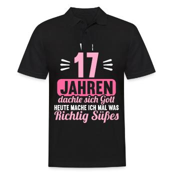 Vor 17 Jahren dachte Gott mach Gutes 17 Geburtstag - Männer Poloshirt - Schwarz - Vorne - Kai (181cm)