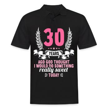 30 years ago God thought good 30 birthday - Men's Polo Shirt - black - Front - Kai (181cm)