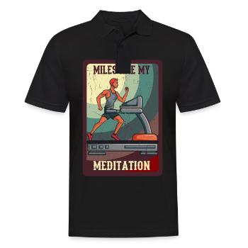 Jogging Spruch Miles Are My Meditation - Männer Poloshirt - Schwarz - Vorne - Kai (181cm)
