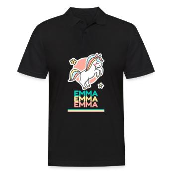 Emma Prénom Cadeau Douce Licorne - Polo Homme - noir - Devant - Kai (181cm)