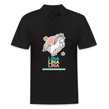 Lina Vorname Namensgeschenk Süßes Einhorn - Männer Poloshirt - Schwarz - Vorne - Kai (181cm)