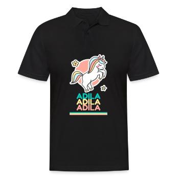 Adila Vorname Namensgeschenk Süßes Einhorn - Männer Poloshirt - Schwarz - Vorne - Kai (181cm)