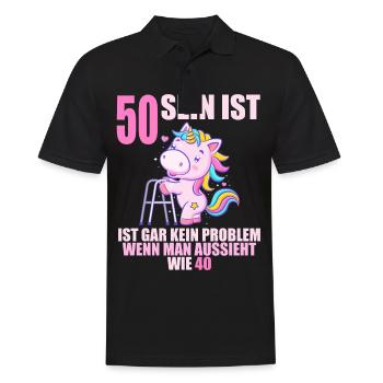 50 sein ist nicht schlimm wenn man 50 Geburtstag - Männer Poloshirt - Schwarz - Vorne - Kai (181cm)