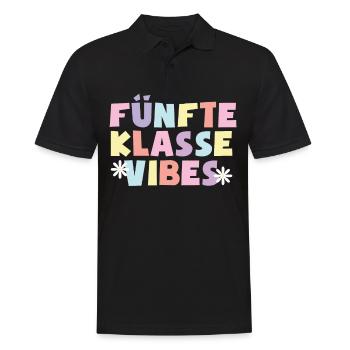 5. Klasse Vibes Schulkind 5. Klasse - Männer Poloshirt - Schwarz - Vorne - Kai (181cm)