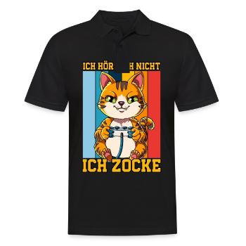 Zocken Gaming Ich Höre Dich Nicht Ich Zocke - Männer Poloshirt - Schwarz - Vorne - Kai (181cm)