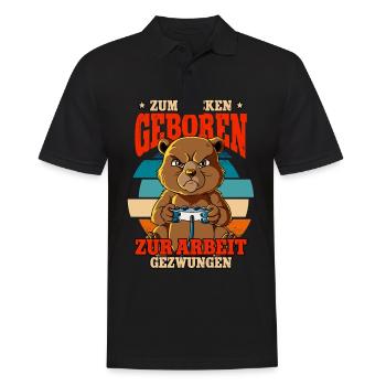 Zum Zocken Geboren Zum Arbeiten Gezwungen - Männer Poloshirt - Schwarz - Vorne - Kai (181cm)