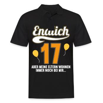 Endlich 17 aber Eltern leben bei mir 17 Geburtstag - Männer Poloshirt - Schwarz - Vorne - Kai (181cm)