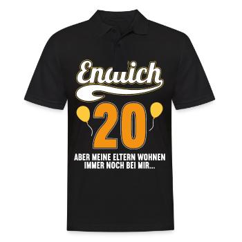 Endlich 20 aber Eltern leben bei mir 20 Geburtstag - Männer Poloshirt - Schwarz - Vorne - Kai (181cm)