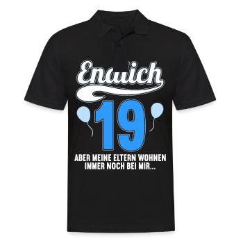 Endlich 19 aber Eltern leben bei mir 19 Geburtstag - Männer Poloshirt - Schwarz - Vorne - Kai (181cm)