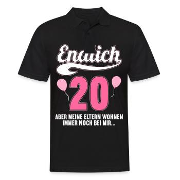Endlich 20 aber Eltern leben bei mir 20 Geburtstag - Männer Poloshirt - Schwarz - Vorne - Kai (181cm)