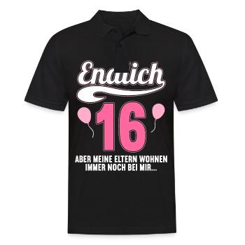 Endlich 16 aber Eltern leben bei mir 16 Geburtstag - Männer Poloshirt - Schwarz - Vorne - Kai (181cm)