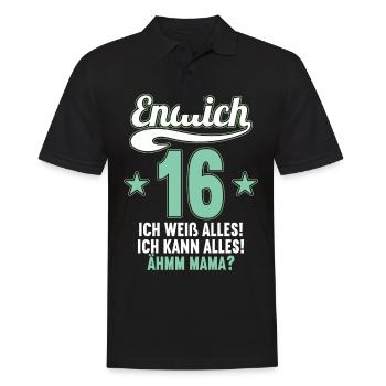 16 Jahre ich weiß kann alles Äh mama 16 Geburtstag - Männer Poloshirt - Schwarz - Vorne - Kai (181cm)